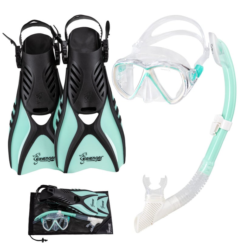 Seavenger Hanalei Anti-Fog 4-Piece Snorkeling Set (Mint  Small) - Image 1